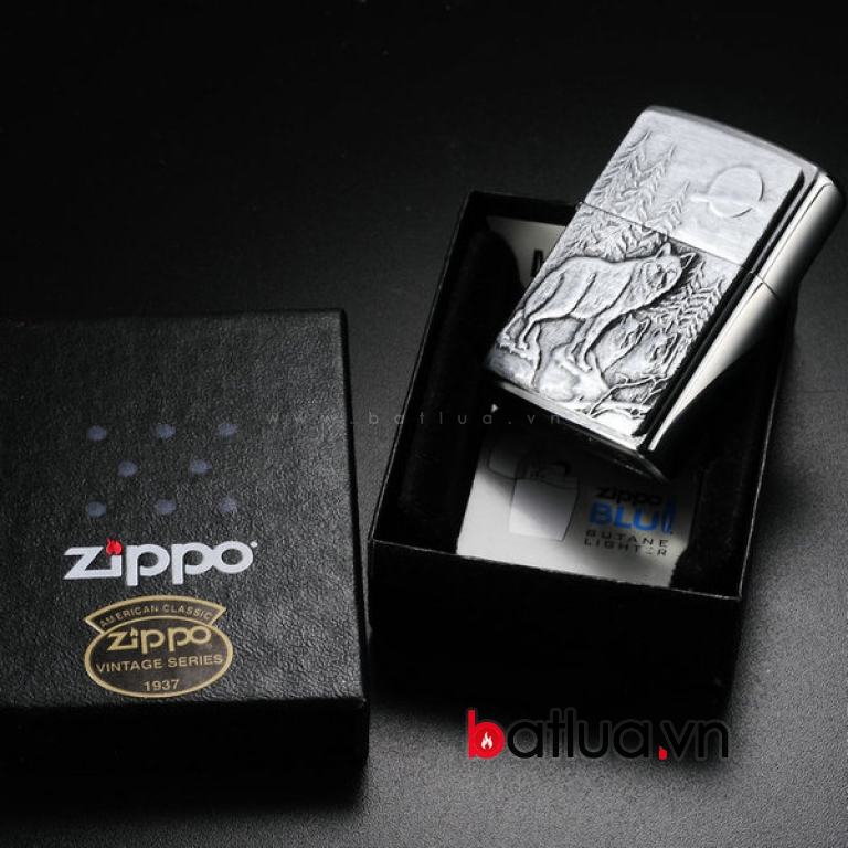 Bật lửa zippo khắc nổi hình sói