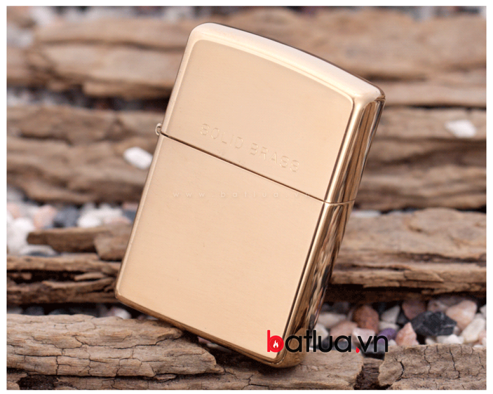 Bật lửa zippo chính hãng đồng bóng khắc chữ Solid Brass