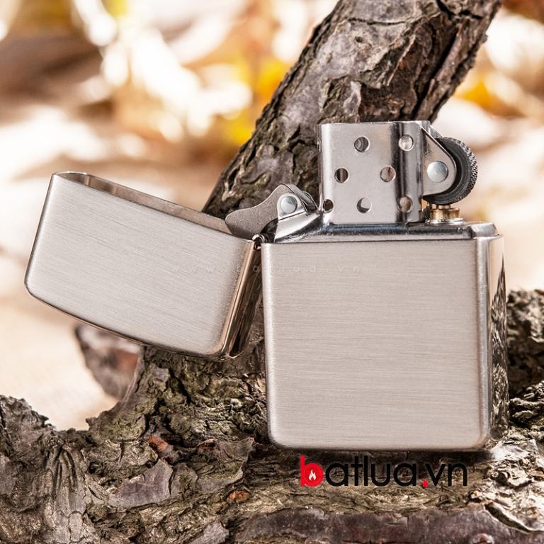 Bật lửa zippo chính hãng USA nguyên khối bạc xước