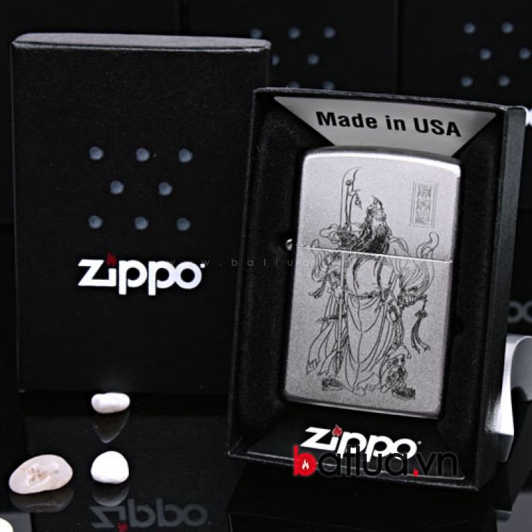 Bật lửa Zippo chính hãng bạc khắc Quan Công