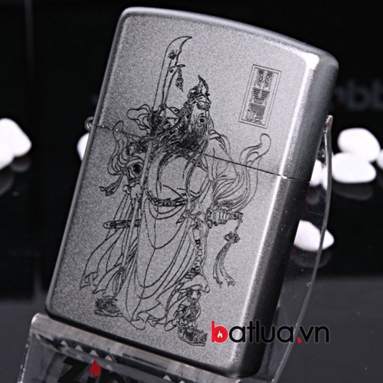 Bật lửa Zippo chính hãng bạc khắc Quan Công