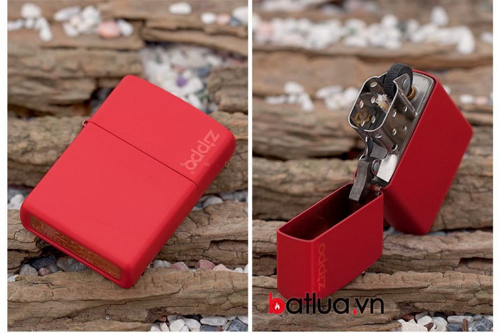 Bật Lửa Zippo Màu Đỏ Bạc Đô