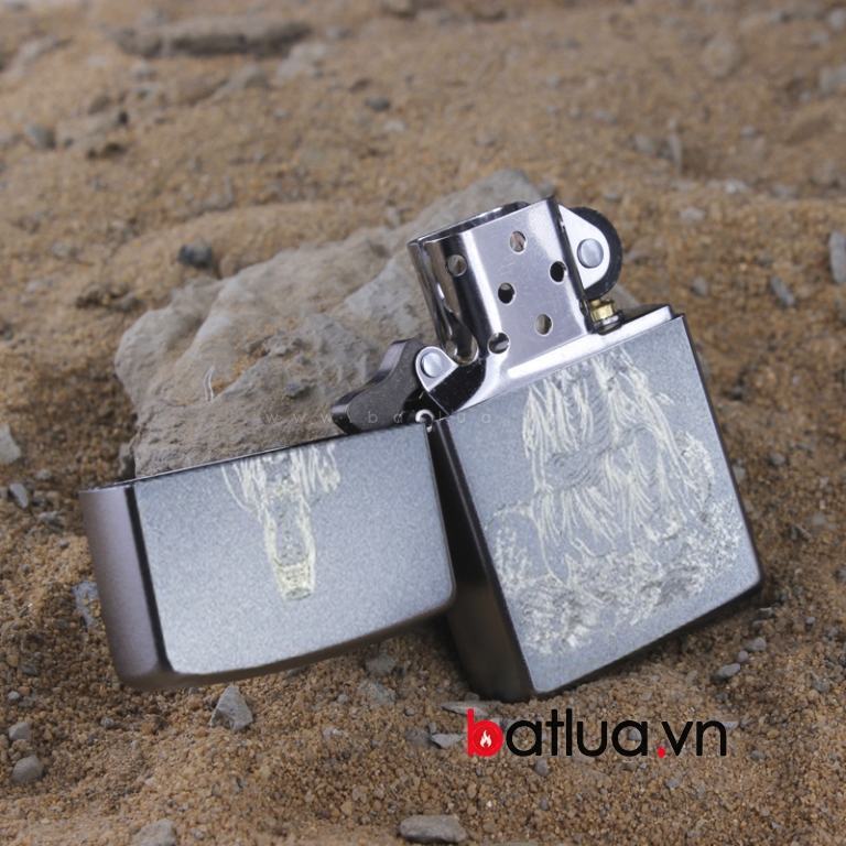 Bật lửa zippo chính hãng bạc khắc hình Quan Thế Âm