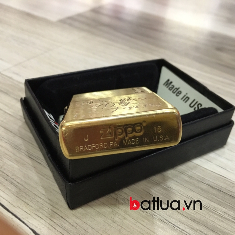 Bật lửa Zippo chính hãng đồng khắc bông hồng i love you