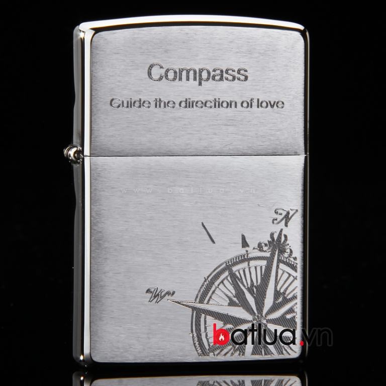 Bật lửa Zippo chính hãng bạc khắc la bàn