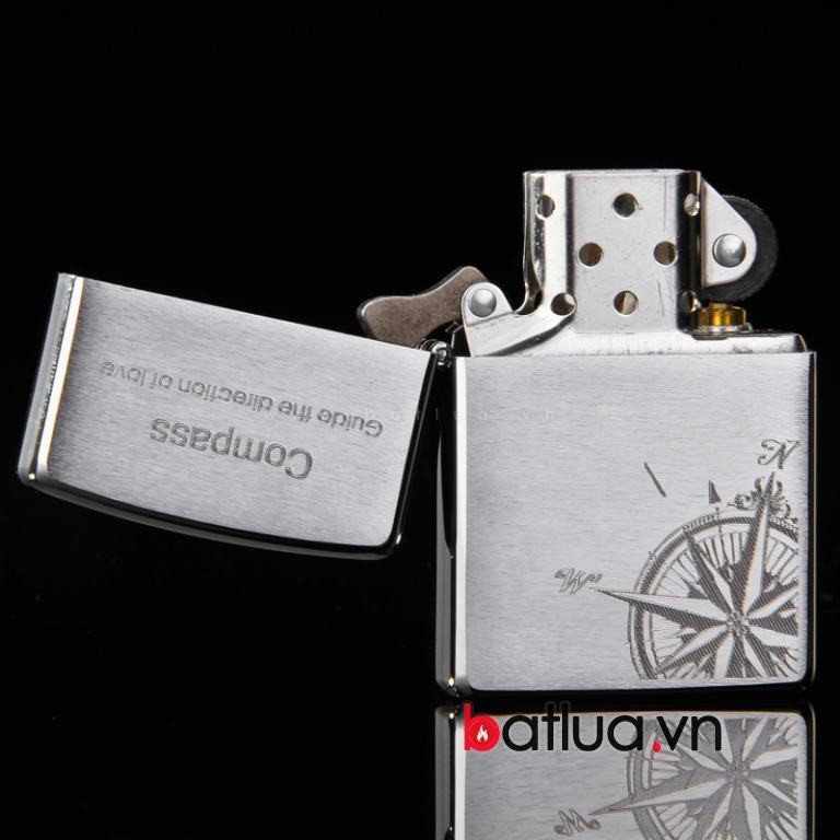 Bật lửa Zippo chính hãng bạc khắc la bàn