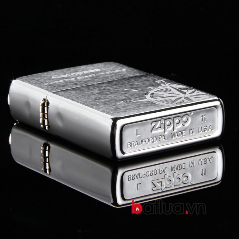Bật lửa Zippo chính hãng bạc khắc la bàn
