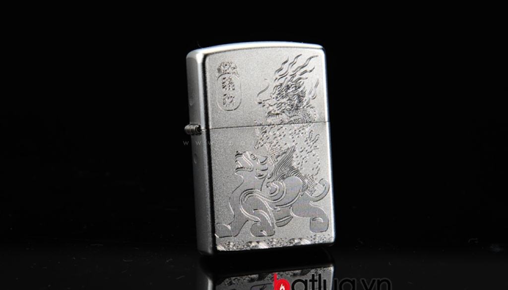 Bật lửa Zippo chính hãng bạc khắc Rồng Lân