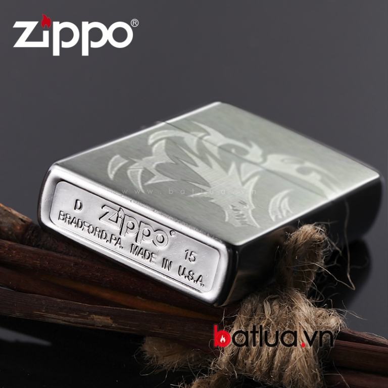 Bật lửa Zippo chính hãng bạc khắc rồng