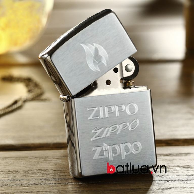 Bật lửa ZIppo chính hãng bạc khắc logo ZIPPO
