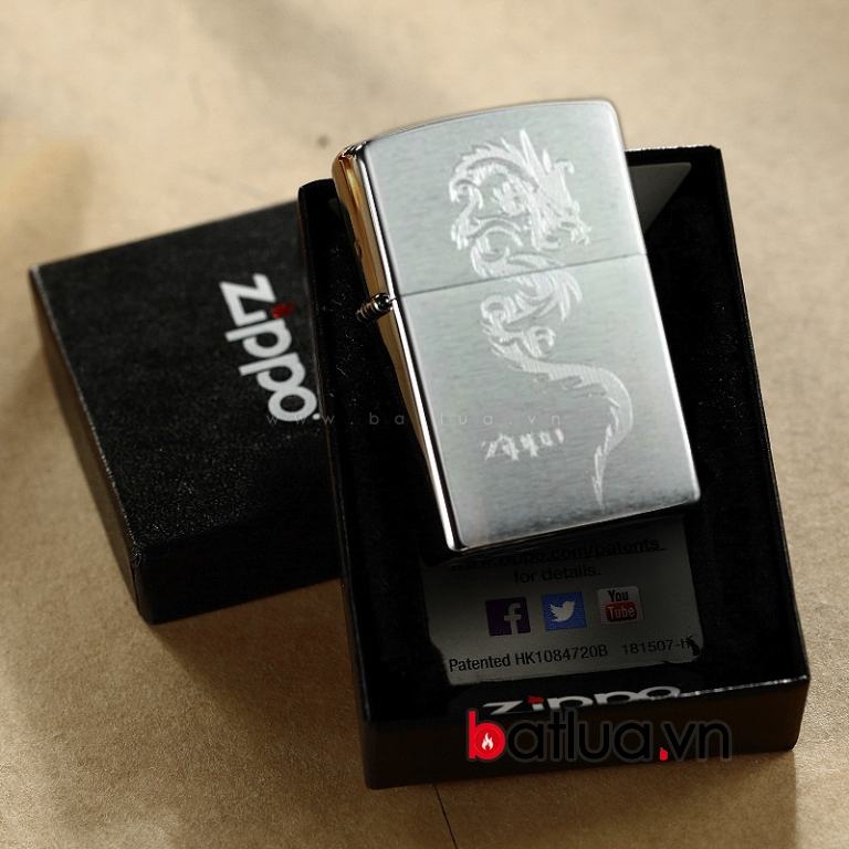 Bật lửa Zippo chính hãng bạc khắc rồng ver 3