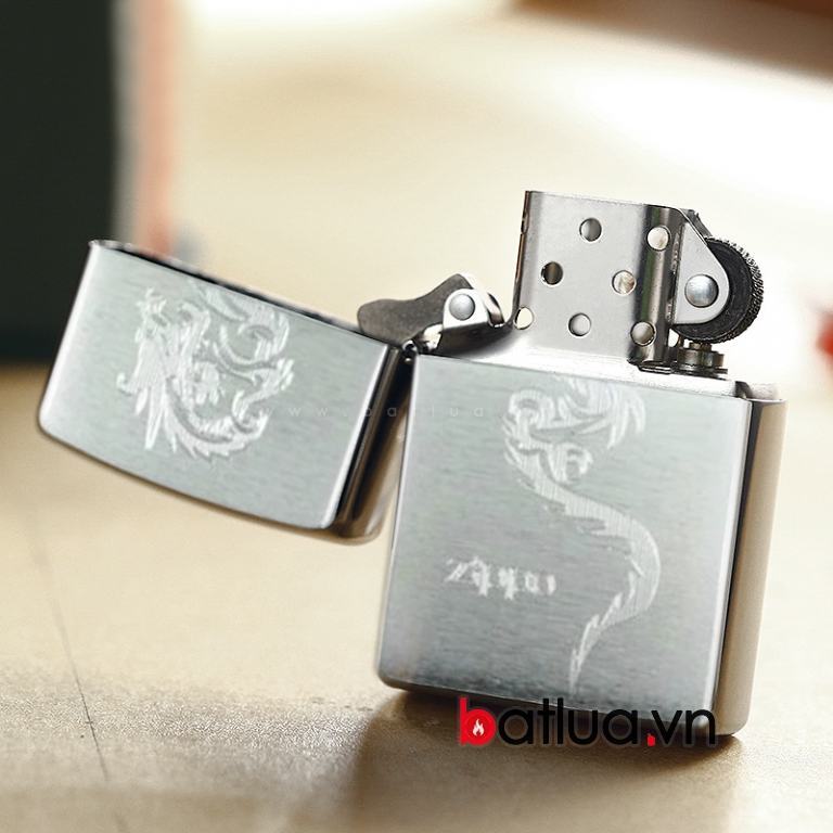 Bật lửa Zippo chính hãng bạc khắc rồng ver 3