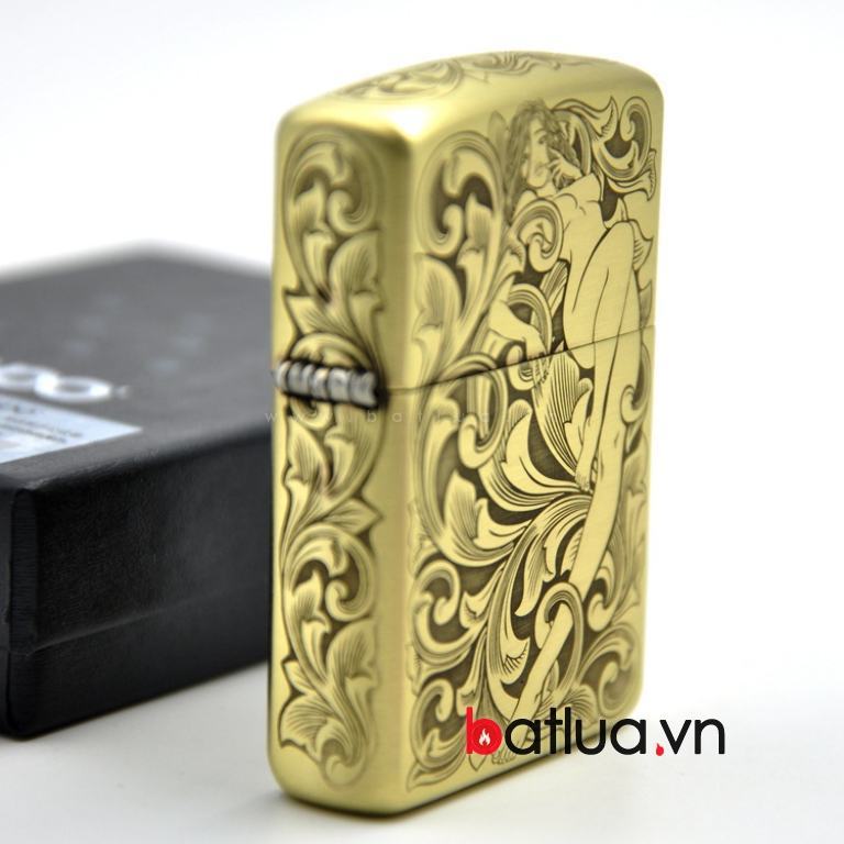 Bật lửa Zippo chính hãng đồng khắc họa tiết cô gái