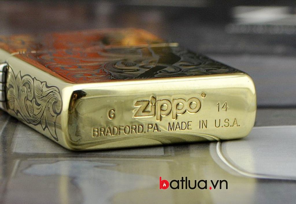 Bật lửa Zippo chính hãng đồng  Armor dày khắc họa tiết cô gái