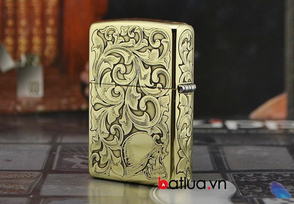 Bật lửa Zippo chính hãng đồng  Armor dày khắc họa tiết cô gái