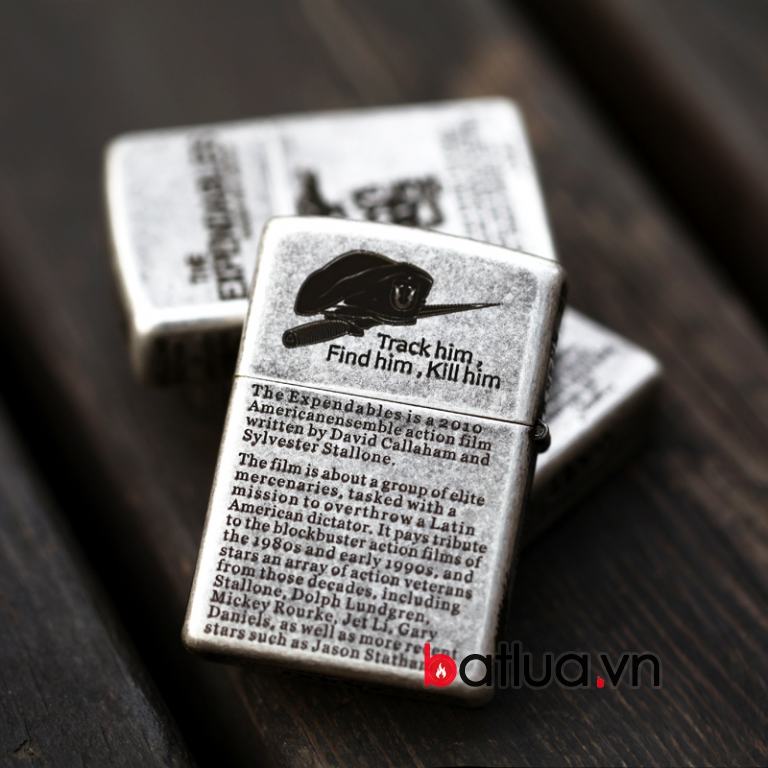 Bật lửa Zippo chính hãng bạc cổ The Expendables