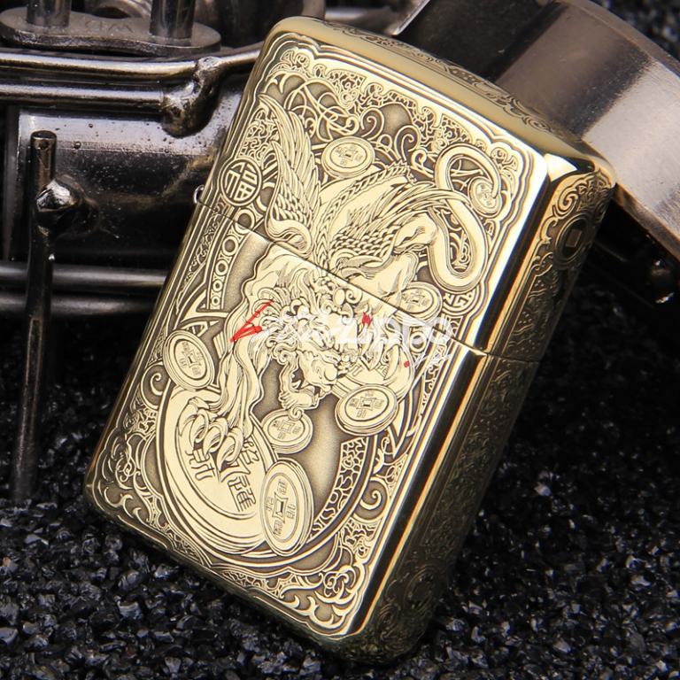 Bật lửa Zippo chính hãng đồng khắc hình tỳ hưu armor