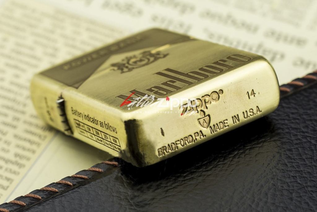 Bật lửa Zippo chính hãng đồng khắc thương hiệu Marlboro