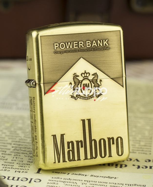 Bật lửa Zippo chính hãng đồng khắc thương hiệu Marlboro