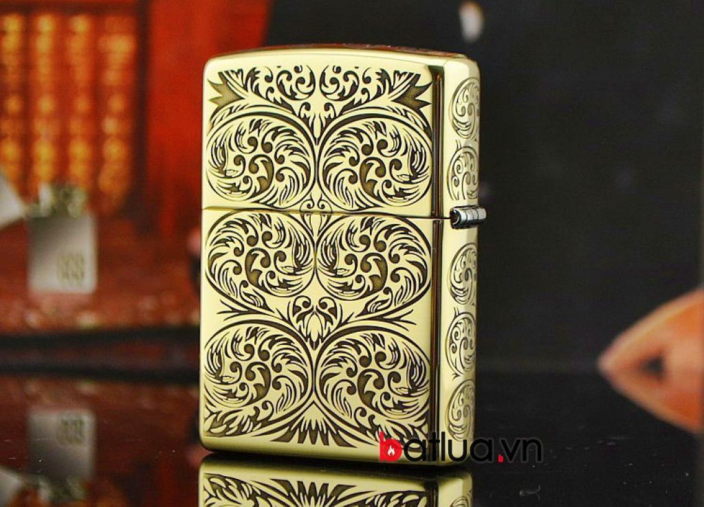 Bật lửa Zippo chính hãng đồng khắc hoa văn