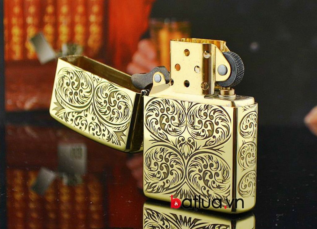 Bật lửa Zippo chính hãng đồng khắc hoa văn