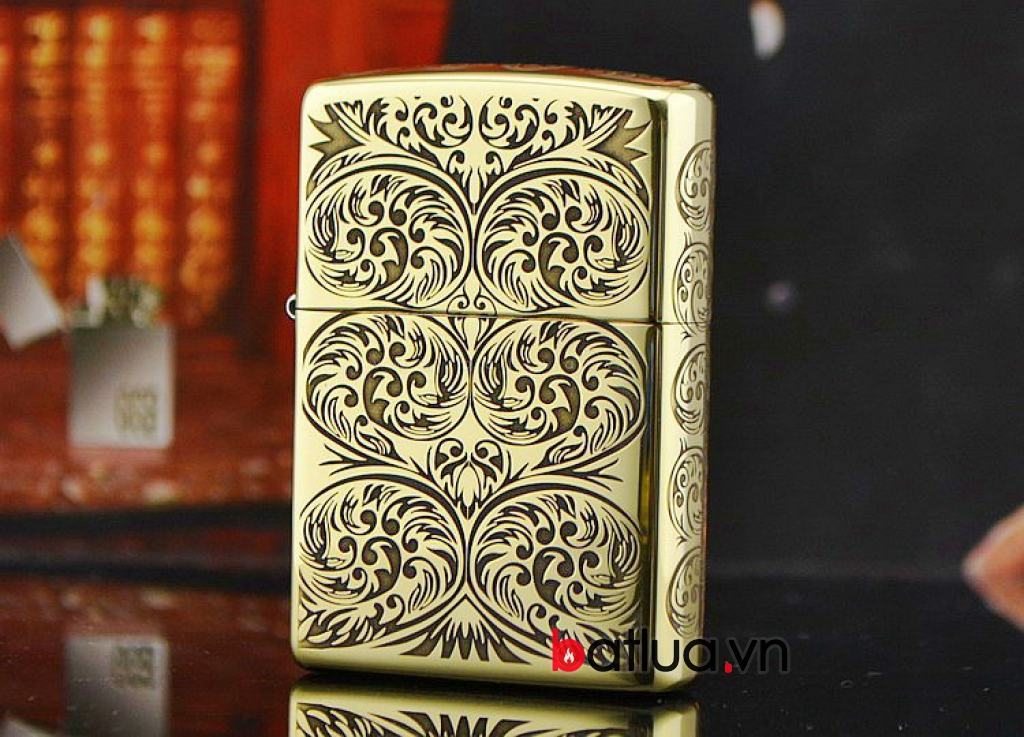 Bật lửa Zippo chính hãng đồng khắc hoa văn