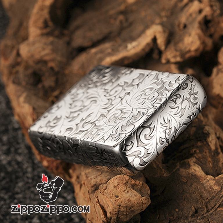 Bật lửa Zippo mạ bạc khắc hoa văn Arabesque 5