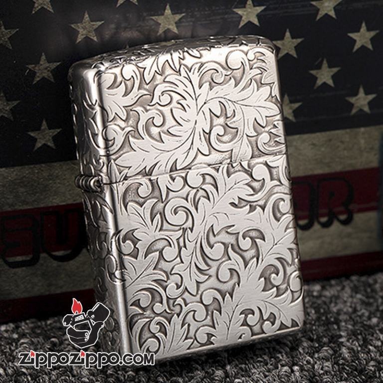 Bật lửa Zippo mạ bạc khắc hoa văn Arabesque 5