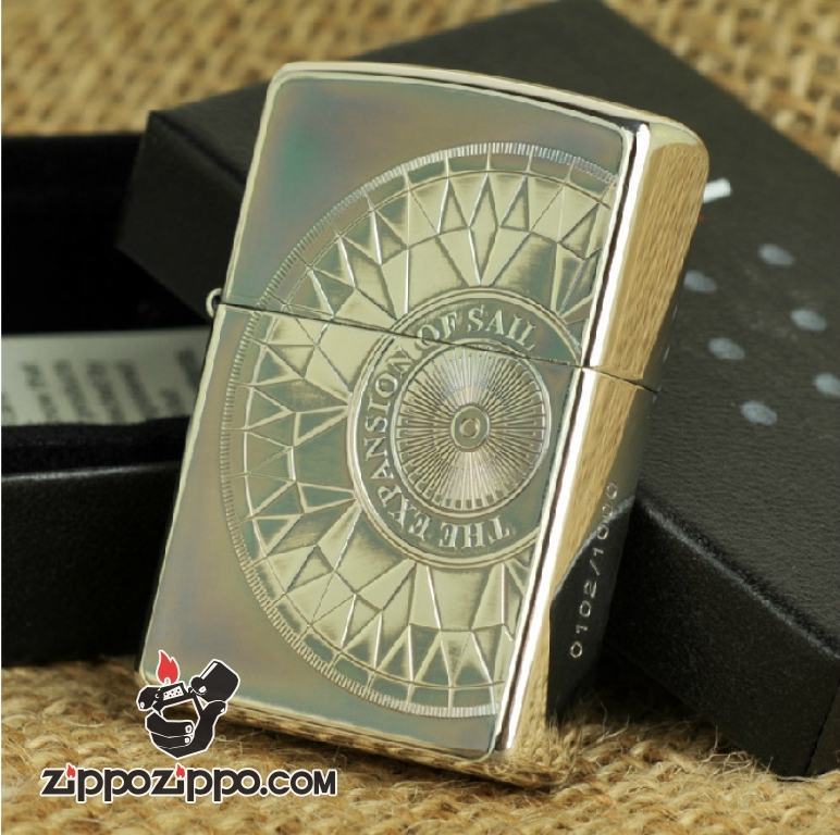 Bật lửa Zippo đồng khắc hình la bàn Ver 1