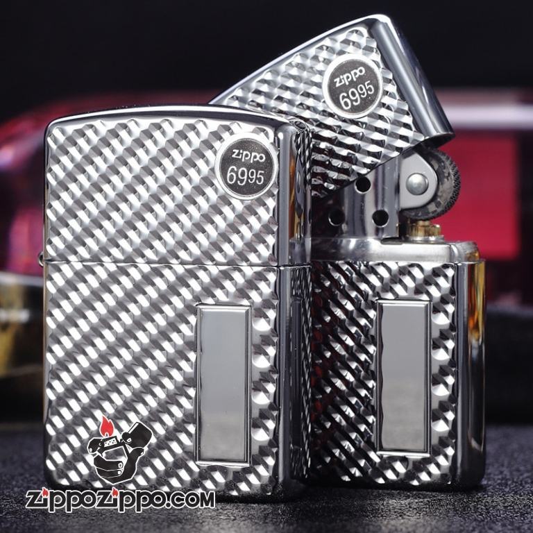 Bật lửa ZIppo hoa văn  vát chéo nổi bao quanh
