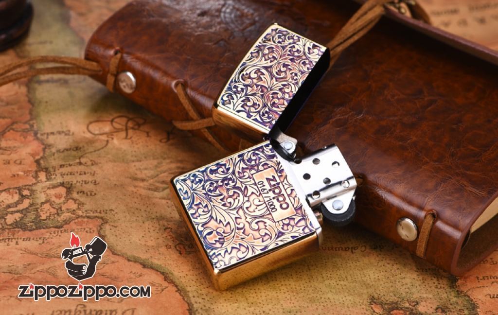 Bật lửa Zippo Đồng khắc hoa văn Arabesque 1000