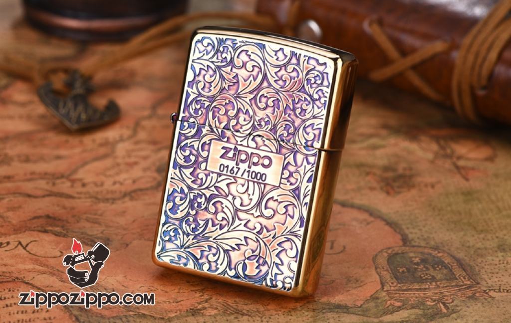 Bật lửa Zippo Đồng khắc hoa văn Arabesque 1000