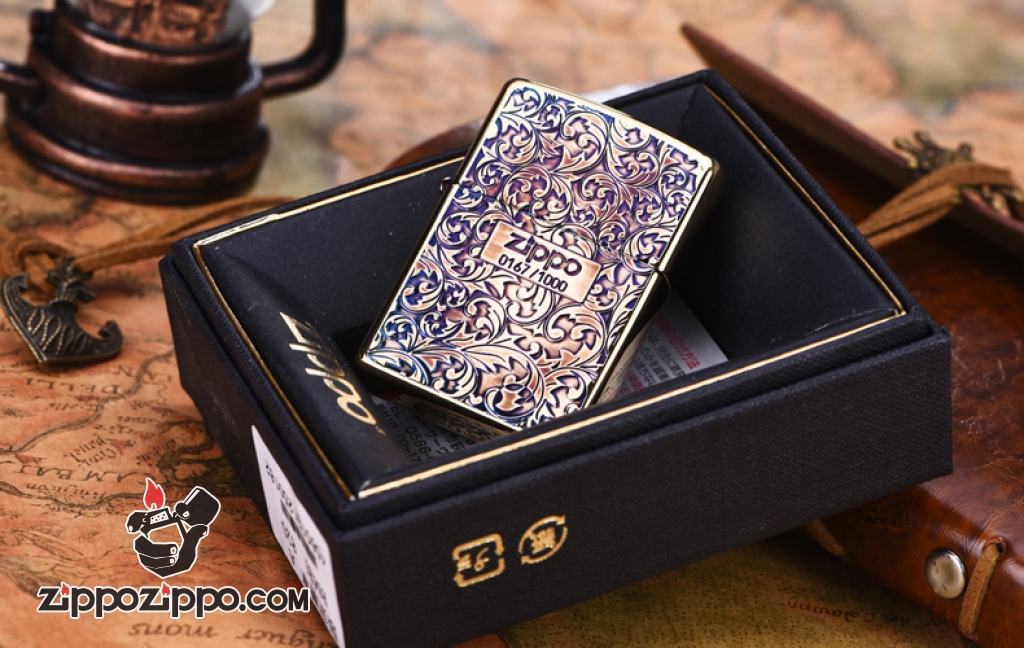 Bật lửa Zippo Đồng khắc hoa văn Arabesque 1000