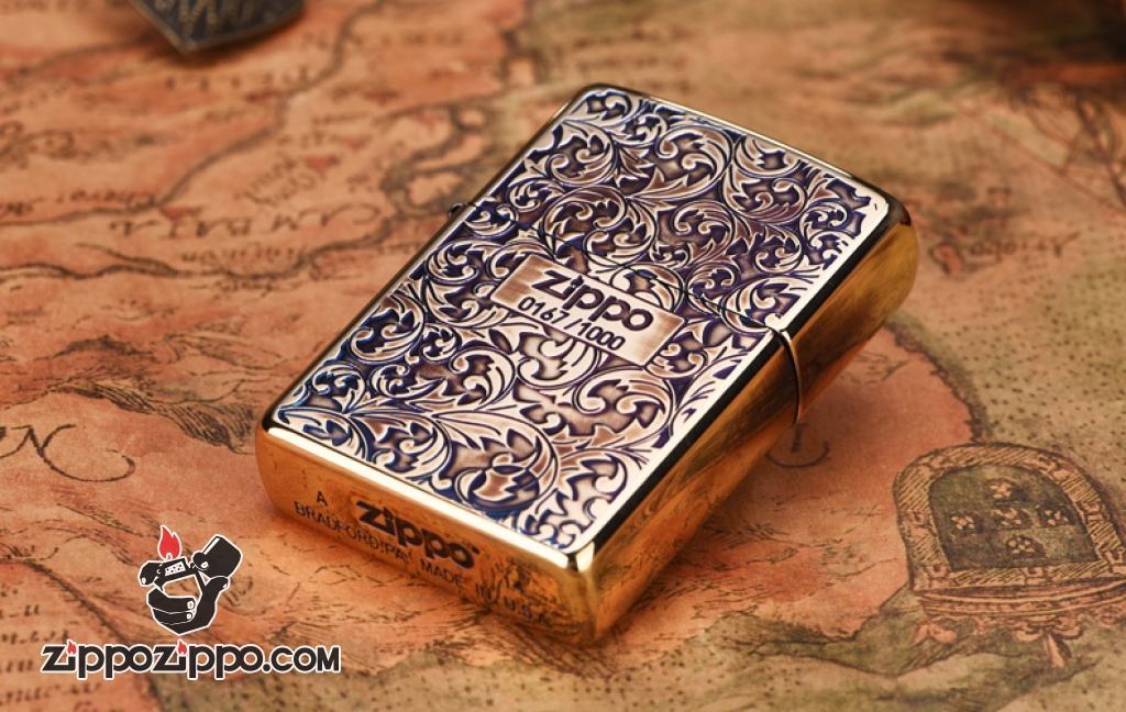 Bật lửa Zippo Đồng khắc hoa văn Arabesque 1000