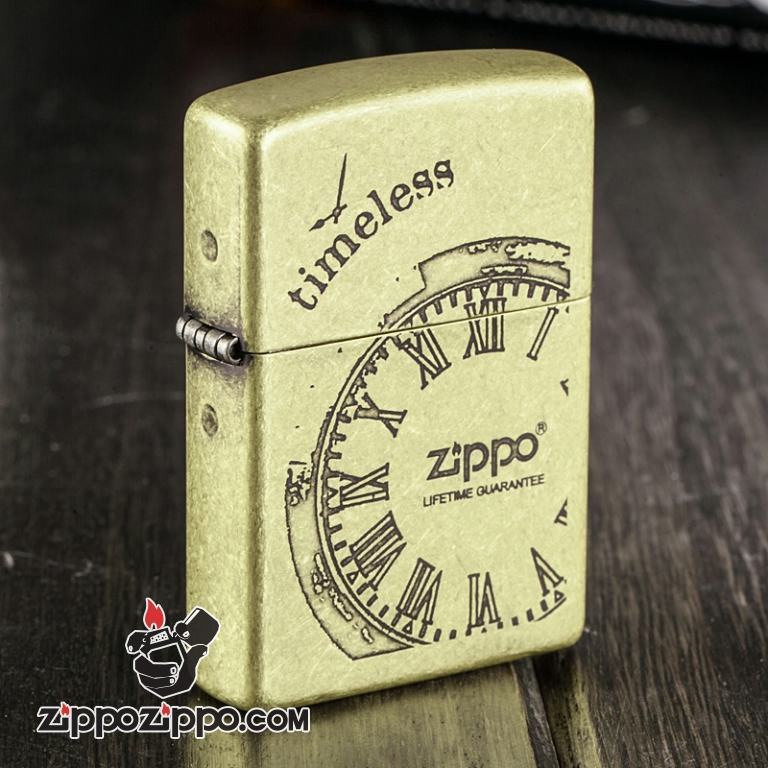 Bật lửa Zippo khắc nhẹ mặt đồng hồ la mã
