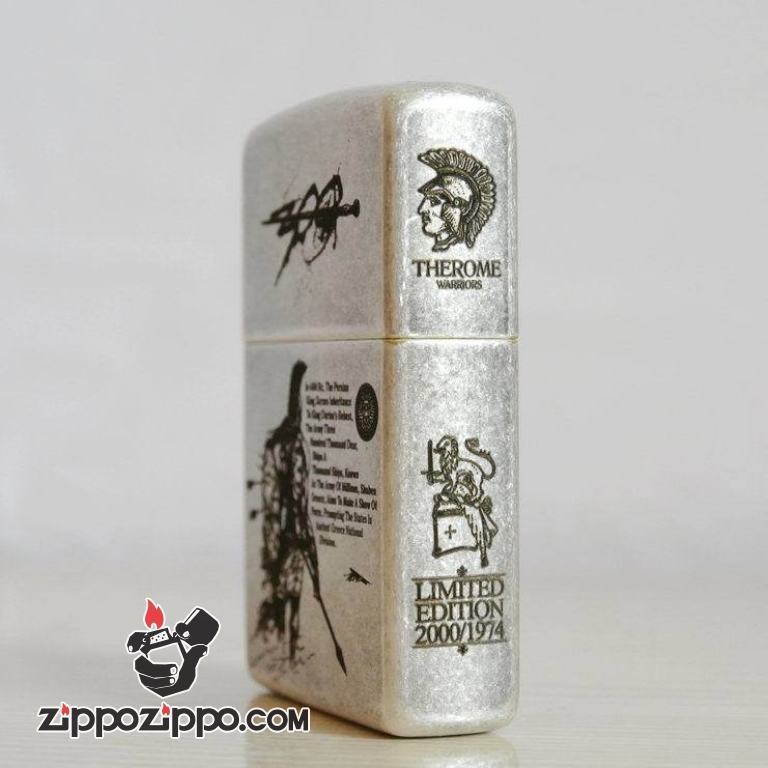 Bật lửa Zippo bạc cổ khắc 300 chiến binh