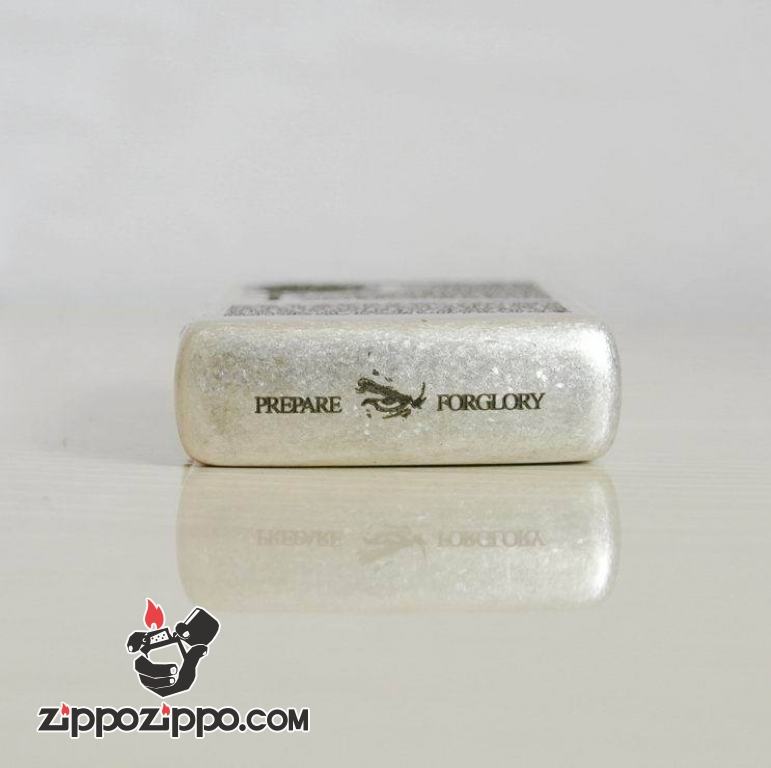 Bật lửa Zippo bạc cổ khắc 300 chiến binh