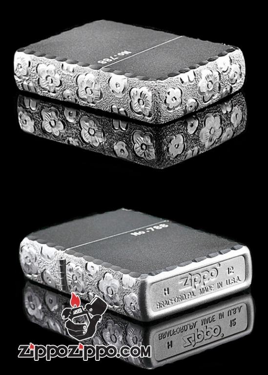 Bật lửa Zippo phiên bản Original khắc cỏ 4 lá bao quanh Ver 1