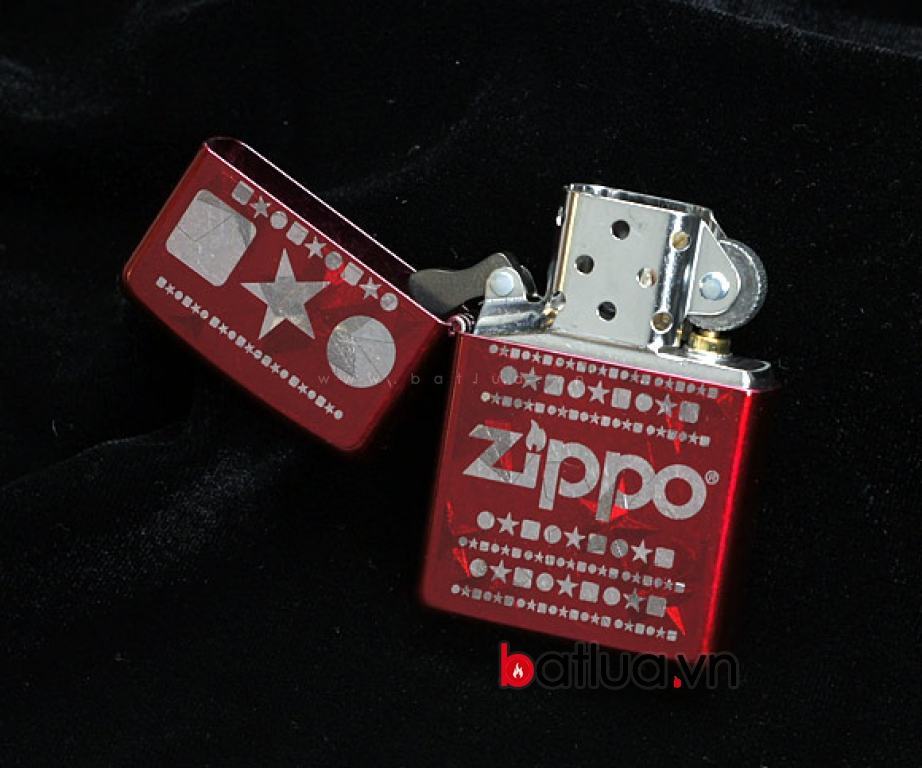 Bật lửa Zippo đỏ in kiểu dáng