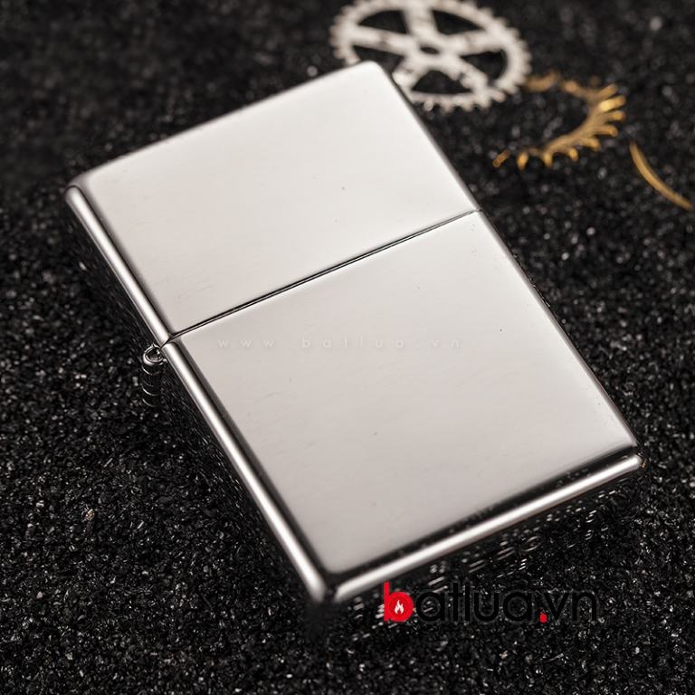 Bật lửa Zippo bạc gương viền thẳng