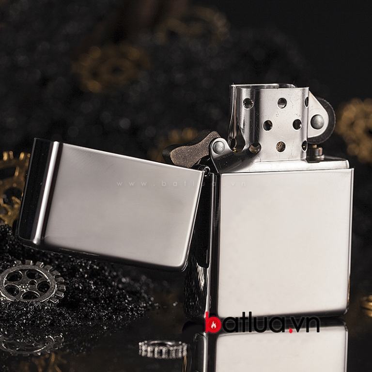 Bật lửa Zippo bạc gương viền thẳng