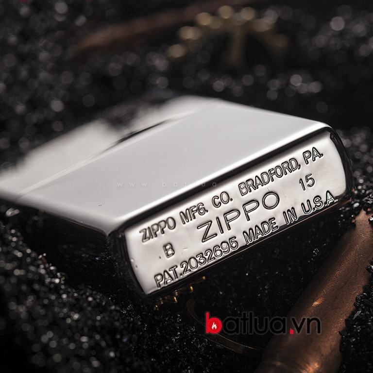 Bật lửa Zippo bạc gương viền thẳng