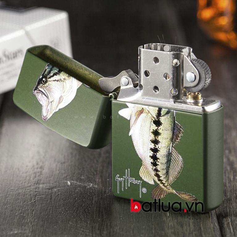 Bật lửa Zippo xanh in hình cá