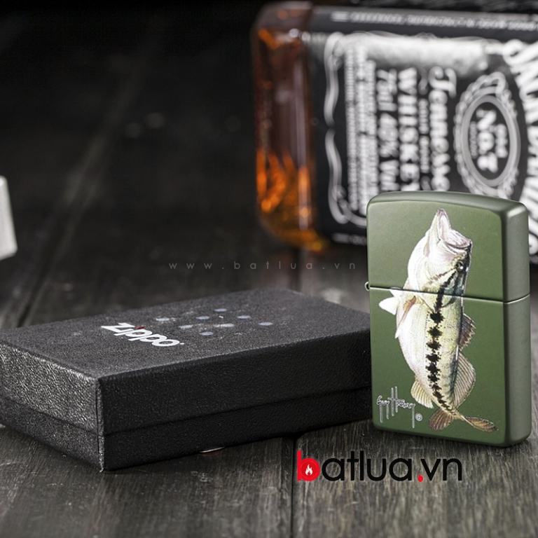 Bật lửa Zippo xanh in hình cá