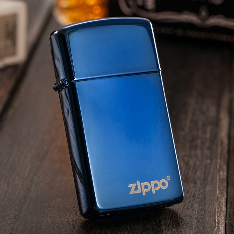 Bật lửa Zippo sơn xanh bản hẹp