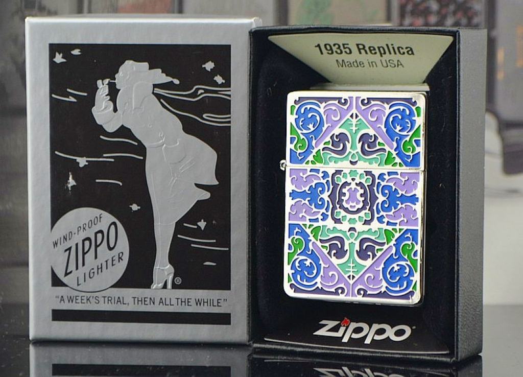 Bật lửa Zippo phiên bản 1935 hai mặt khắc sơn điền rỗng