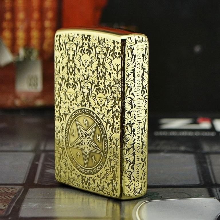 Bật lửa Zippo phiên bản đồng khắc biểu tượng Satan