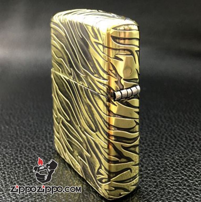 Bật lửa Zippo đồng nguyên khối vằn hổ