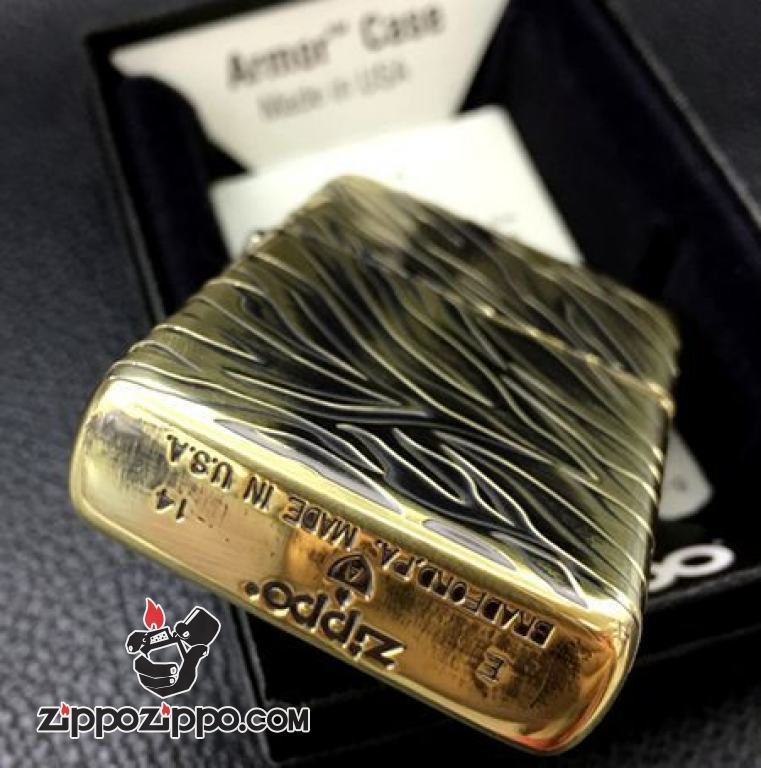 Bật lửa Zippo đồng nguyên khối vằn hổ