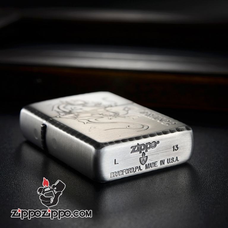 Bật lửa Zippo phiên bản bạc Creative khắc Rồng